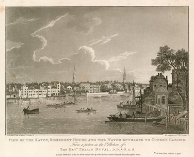 Uitzicht op de Savoy, Somerset House, en de Wateringang naar Cuper
