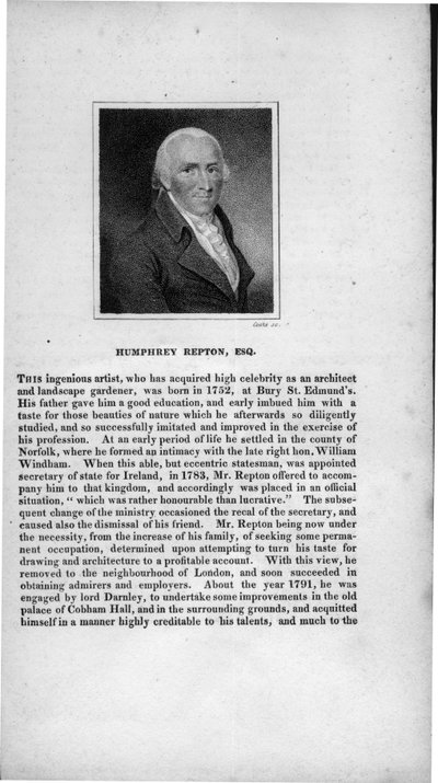 Humphry Repton (1752-1818), gegraveerd door Cooke, uit 