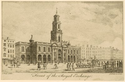 Voorzijde van de Royal Exchange, Londen door Samuel Wale