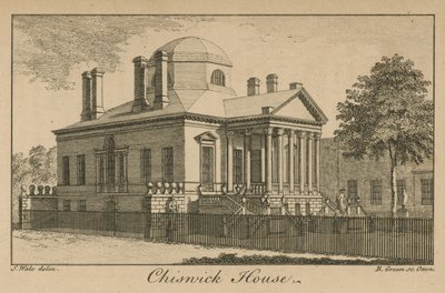 Algemeen uitzicht op Chiswick House door Samuel Wale