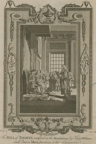 De Bill of Rights geratificeerd bij de Revolutie door Koning Willem en Koningin Mary door Samuel Wale