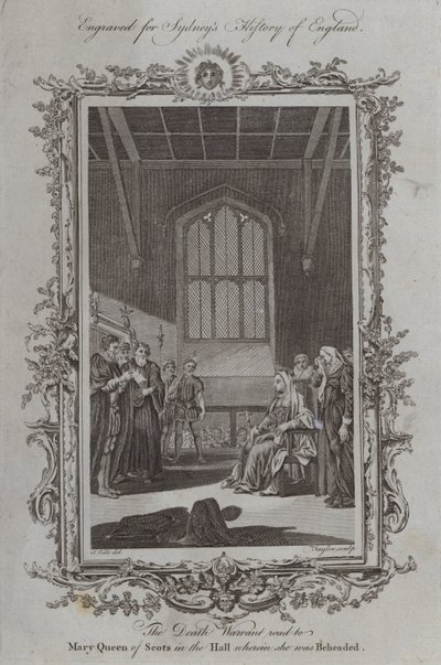 Het doodvonnis voorgelezen aan Mary Queen of Scots in de zaal waar ze werd onthoofd door Samuel Wale