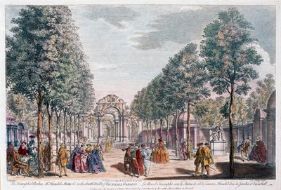 Vauxhall Gardens, gegraveerd door John Miller alias Johann Sebastian Müller door Samuel Wale