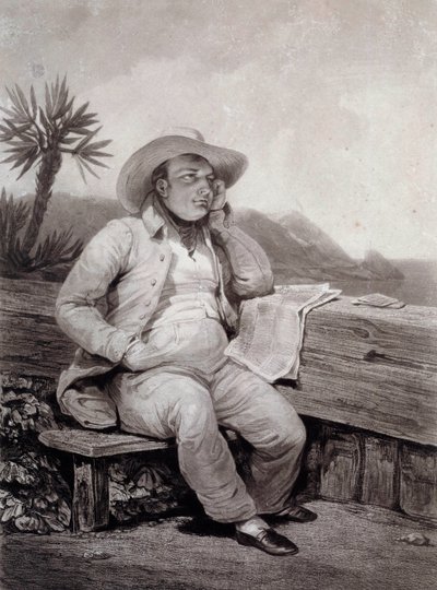 Portret van Napoleon I (1769-1821) op Sint-Helena (gravure door Samuel William Reynolds, 1820) door Samuel William I Reynolds