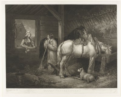 Gesprek in de stal door Samuel William Reynolds (I)