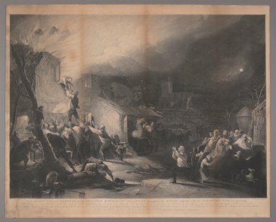 Voorspoedige redding van John Wesley als kind uit brand door Samuel William Reynolds
