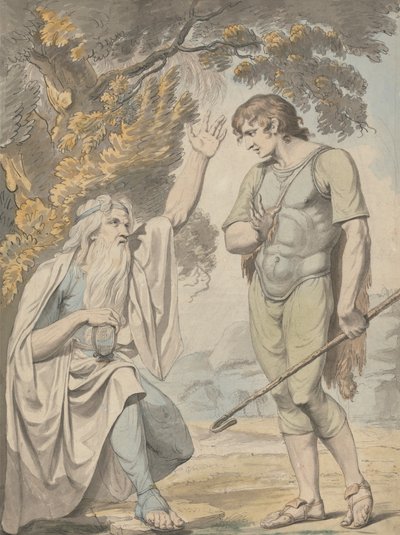Een bard en een herder door Samuel Woodforde