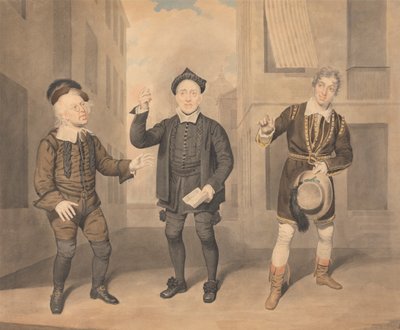 Een Scène uit een Toneelstuk - Drie Acteurs door Samuel de Wilde