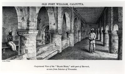 Oude Fort William, Calcutta, met een vermoedelijk uitzicht op het 