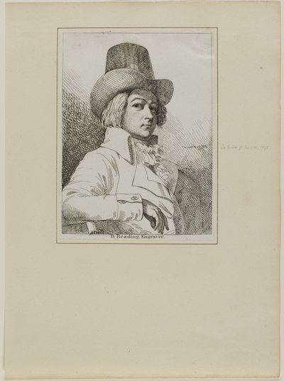 Portret van B. Reading, graveur door Samuel de Wilde