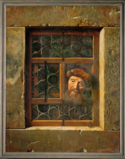 Man bij het raam door Samuel van Hoogstraaten