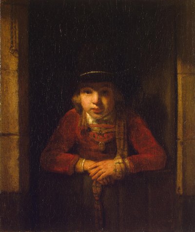 Jongen die door het Raam Kijkt, c.1647 door Samuel van Hoogstraten