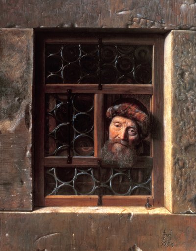 Man bij een raam, 1653 door Samuel van Hoogstraten