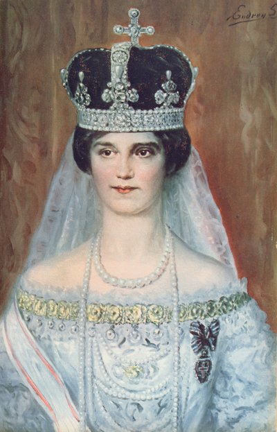 Kroningsportret van Zita de Bourbon-Parme als koningin van Hongarije, 1917 door Sandor Endrey