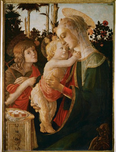 Madonna met kind en Johannes de Doper ... door Sandro (1444/5-1510) Botticelli