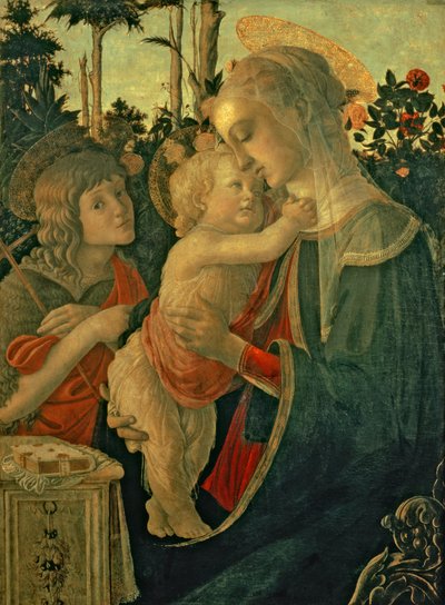Madonna en Kind met St. Johannes de Doper door Sandro Botticelli