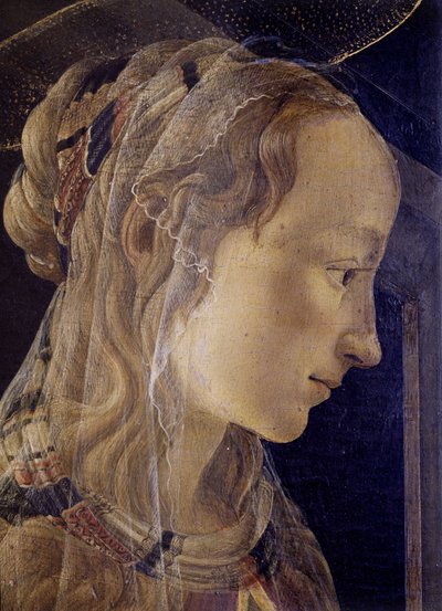 Retable de Saint-Ambroise (Saint Ambroise) of Retable des Convers. Detail van Sint-Catharina van Alexandrië. Schilderij van Alessandro di Mariano dei Filipepi genaamd Sandro Botticelli (1445-1510). Tempera op doek door Sandro Botticelli