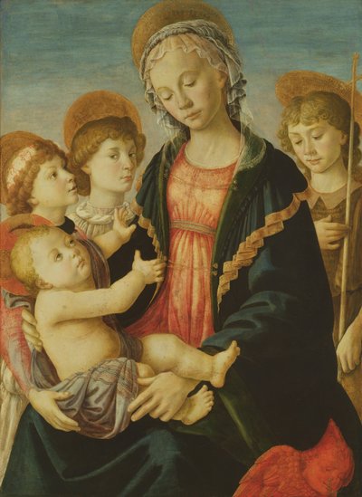 De Maagd en het Kind met Twee Engelen en St. Johannes de Doper, c.1470 door Sandro Botticelli