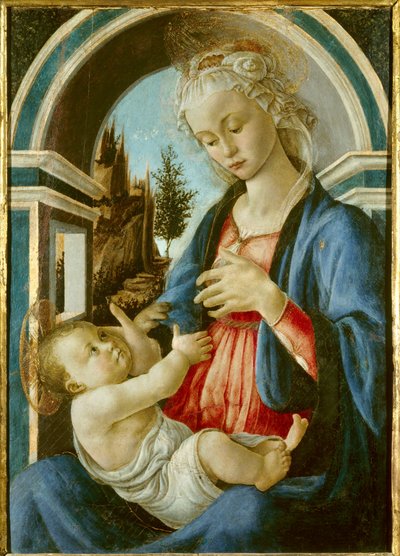De Maagd en Kind. Schilderij door Sandro Botticelli (Filipepi) (1445-1510). 1467. Avignon, Musee du Peinture Palais door Sandro Botticelli
