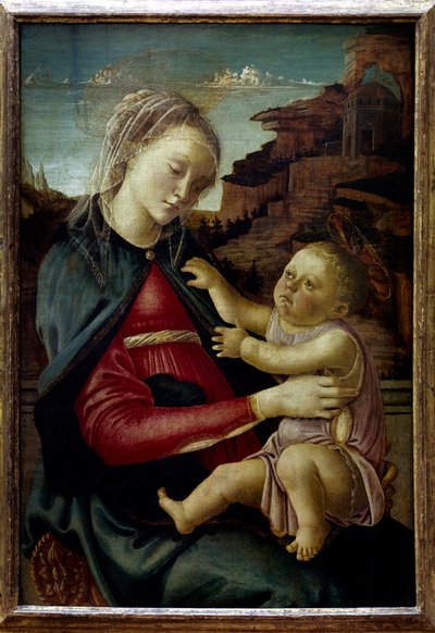 De Maagd en het Kind genaamd de Madonna van de Guidi van Faenza door Sandro Botticelli