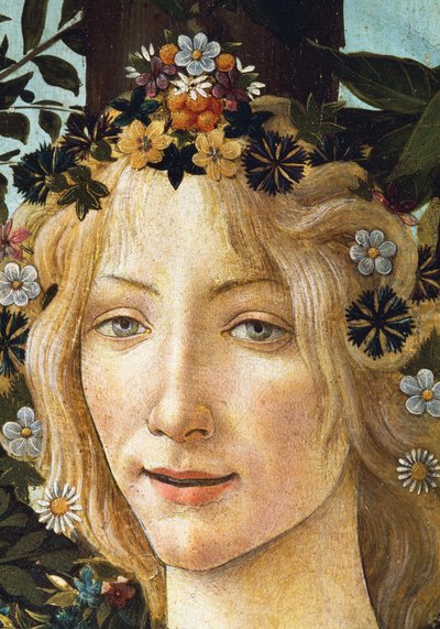 Het gezicht van Flora, detail van de allegorie van de lente, ca. 1477-1482 door Sandro Botticelli
