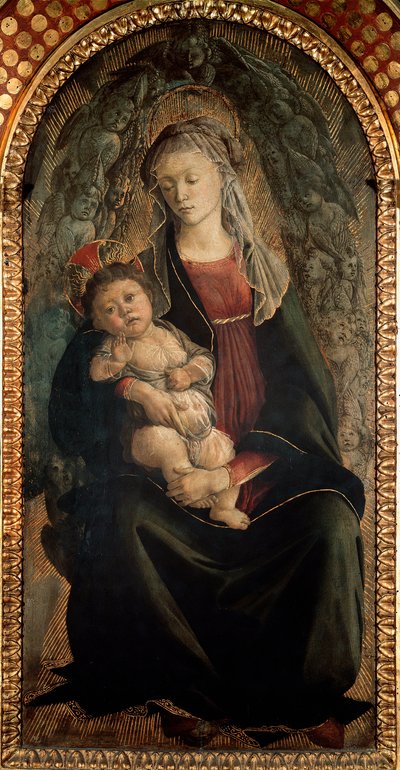 Maagd en Kind in glorie omringd door Serafijnse engelen door Sandro Botticelli