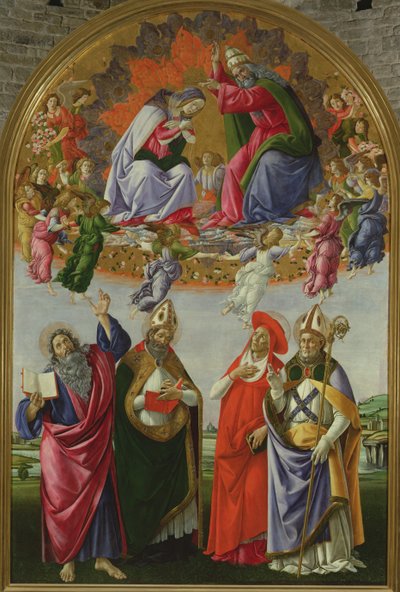 Kroning van de Maagd (San Marco Altaarstuk), 1490-92 door Sandro Botticelli