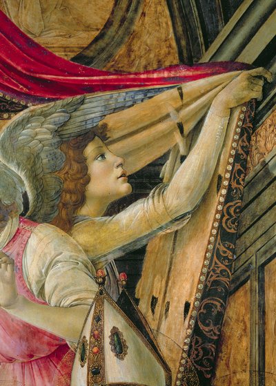 Detail van Engelen van het Altaarstuk van San Barnaba door Sandro Botticelli