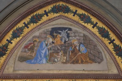 Geboorte van Christus met de naderende Johannesjongen door Sandro Botticelli