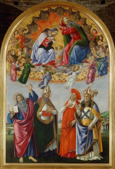 Kroning van Maria met vier heiligen door Sandro Botticelli