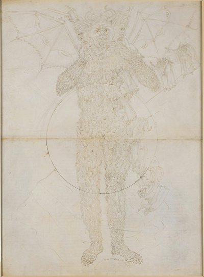 La Divina Commedia, Inferno XXXIV (2). Het centrum van de hel: Lucifer in volle gestalte (de grote Satan); Afscheid van de hel door Sandro Botticelli