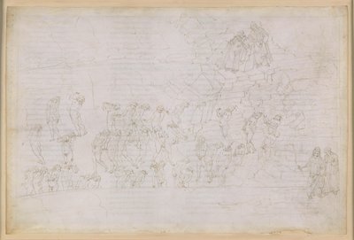 La Divina Commedia, Inferno XX. Vergilius en Dante in de achtste cirkel van de hel (Malebolge), 4e bolgia: de bestraffing van tovenaars en waarzeggers; ontmoeting met Manto door Sandro Botticelli