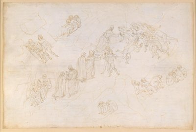 La Divina Commedia, Purgatorio V. Voorpurgatorium, middelste zone: degenen die te laat zijn gekomen en als gevolg van een daad van geweld om het leven zijn gekomen door Sandro Botticelli