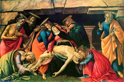 Rouw over de Dode Christus, 1490-1492 door Sandro Botticelli
