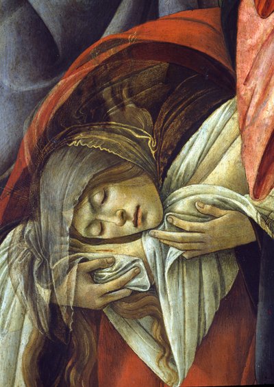 Rouw om de dode Christus, detail van Maria Magdalena, 1490-1500 (detail) door Sandro Botticelli