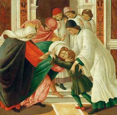 Leven en wonderdaden van de heilige Zenobius (Opwekking van de doden) door Sandro Botticelli