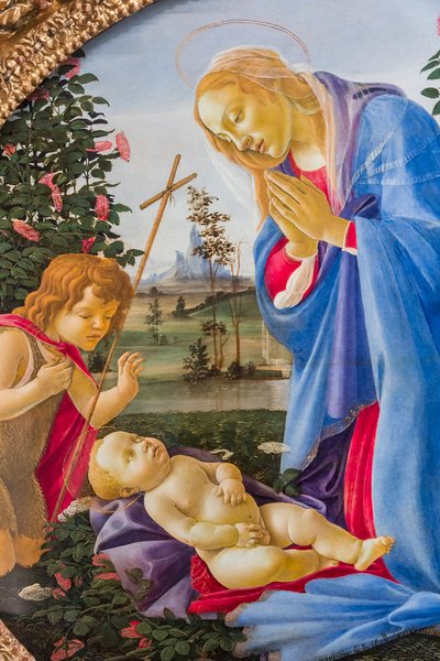 Madonna die het kind Jezus aanbidt met jonge St. Johannes, c.1483-87 door Sandro Botticelli