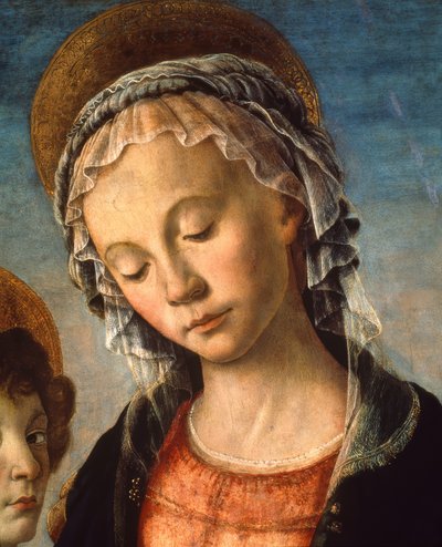 Maria met kind, de Johannesjongen en twee engelen door Sandro Botticelli