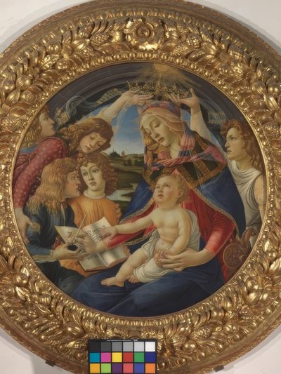 Maria met kind en vijf engelen door Sandro Botticelli