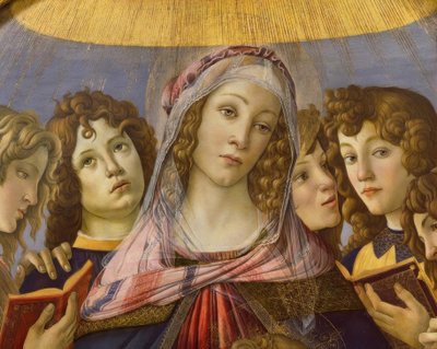 Maria met het kind en zes engelen door Sandro Botticelli