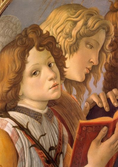 Maria met het kind en zes engelen door Sandro Botticelli