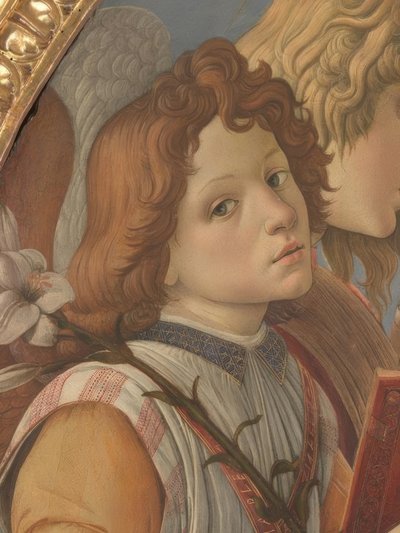 Maria met kind en zes engelen door Sandro Botticelli