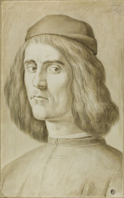 Portretbuste van een jonge man door Sandro Botticelli