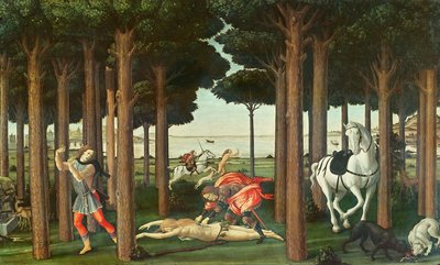 De ontleding van de vrouw achtervolgd: Scène II van Het verhaal van Nastagio degli Onesti, ca. 1483 door Sandro Botticelli