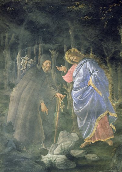 De reiniging van de melaatse en de verzoeking van Christus, in de Sixtijnse Kapel (detail) door Sandro Botticelli