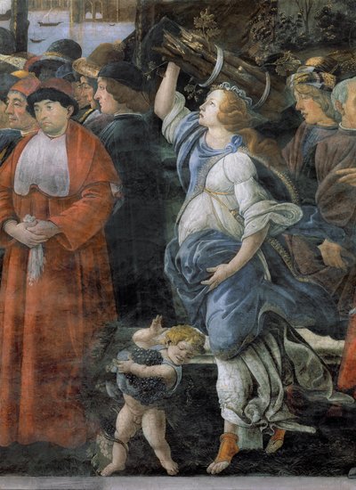 De reiniging van de melaatse en de verzoeking van Christus, in de Sixtijnse Kapel (detail) door Sandro Botticelli