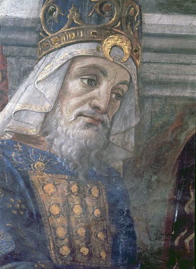 De reiniging van de melaatse en de verzoeking van Christus, in de Sixtijnse Kapel (detail) door Sandro Botticelli