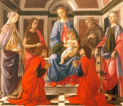 Troonende Madonna met kind en door Sandro Botticelli