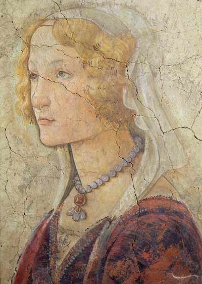 Venus en de Drie Gratiën die Geschenken Aanbieden aan een Meisje (detail) door Sandro Botticelli