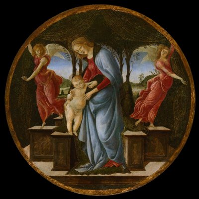 Maagd en Kind met twee engelen door Sandro Botticelli